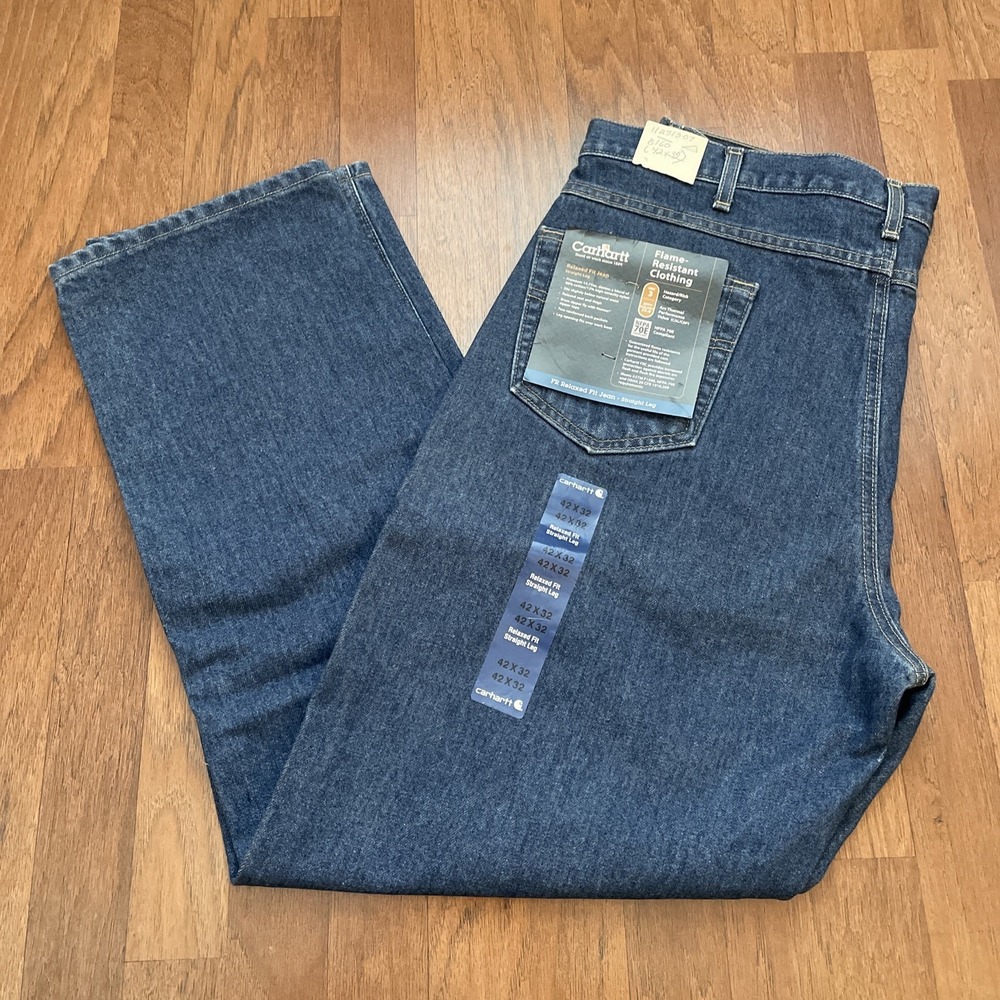 NWT Carhartt Flame Resistant 42x32 FRB160 DNM HRC3 Relaxed Fit Straight Leg